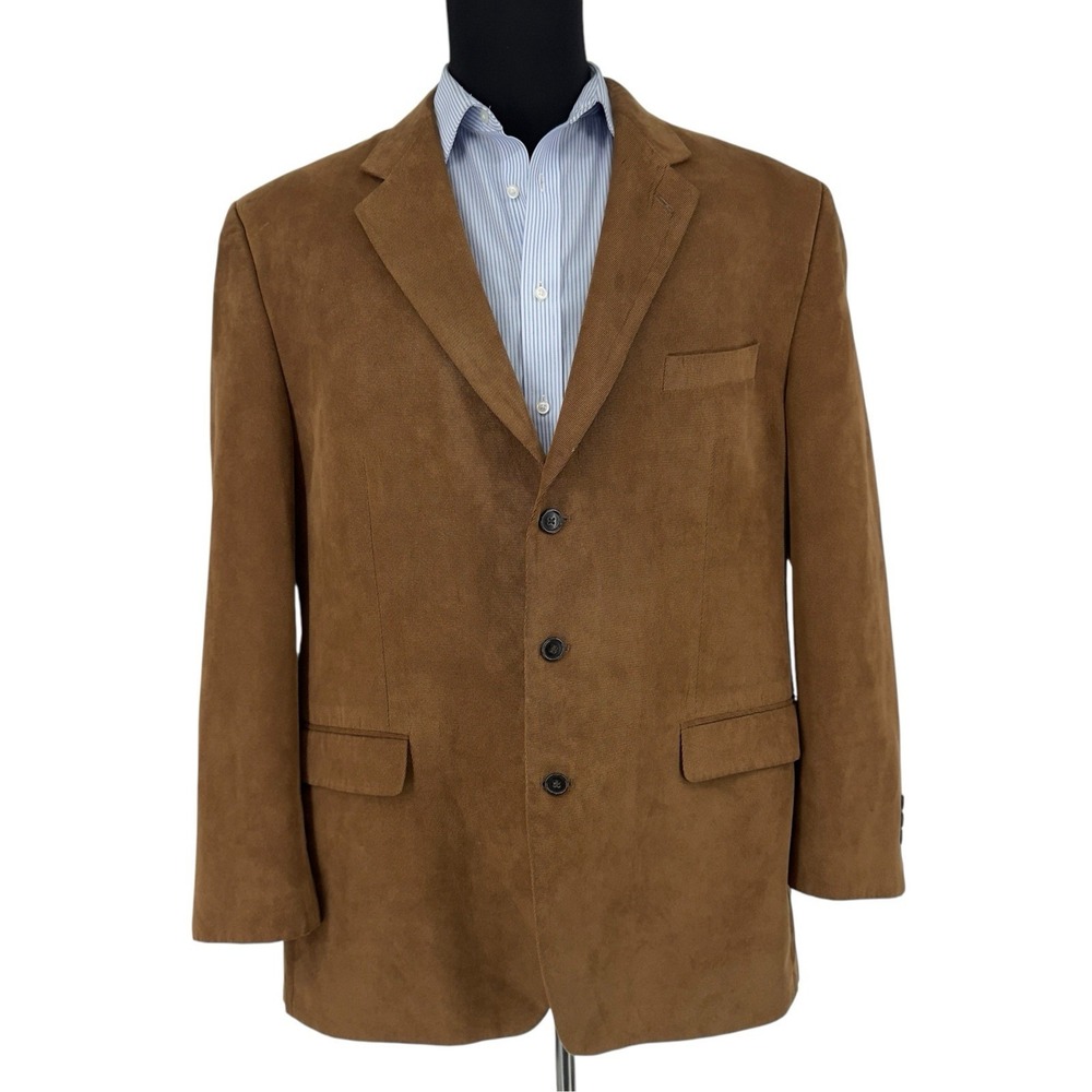 RALPH Ralph Lauren Mens 46L Brown Faux Suede 3-Button Blazer Sports Coat Jacket